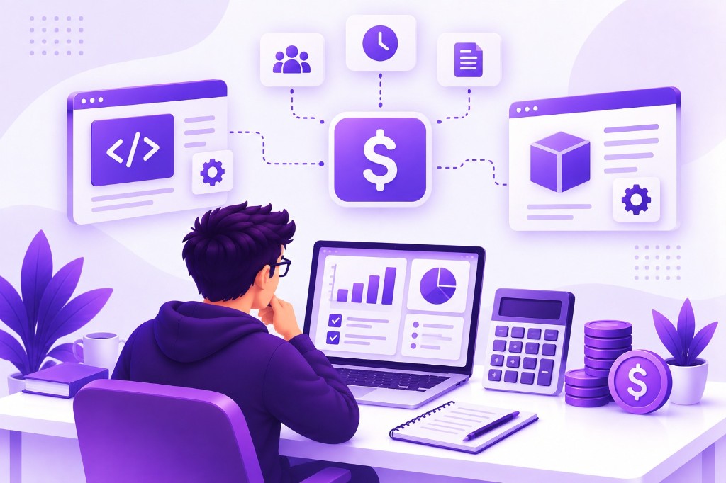Estimating custom software cost with team, time, scope, and budgeting tools